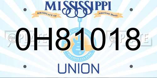 0H81018 Mississippi License Plate