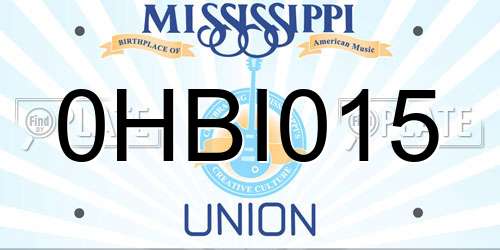 0HBI015 Mississippi License Plate