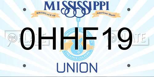 0HHF19 Mississippi License Plate