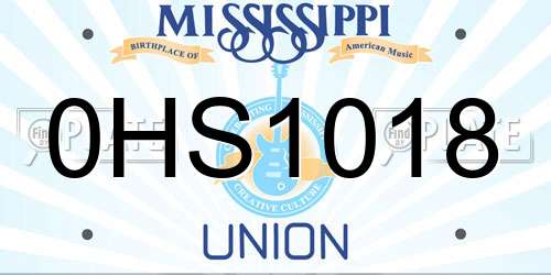 0HS1018 Mississippi License Plate