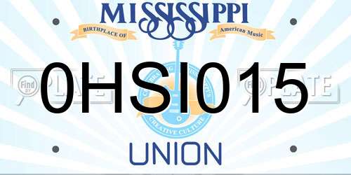 0HSI015 Mississippi License Plate