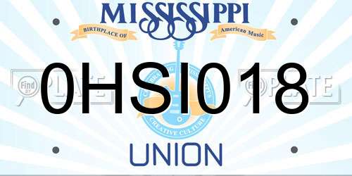 0HSI018 Mississippi License Plate