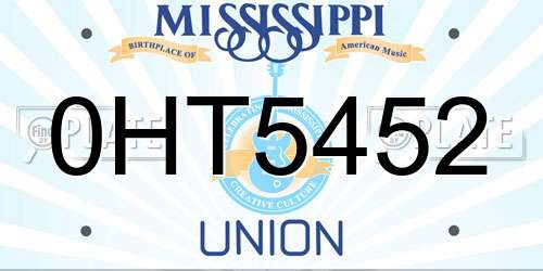0HT5452 Mississippi License Plate