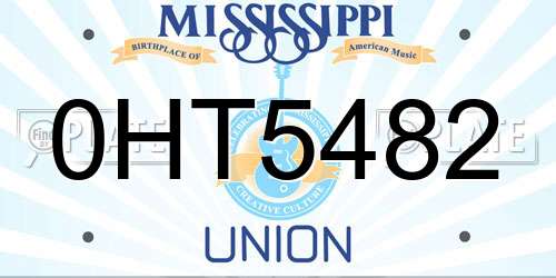 0HT5482 Mississippi License Plate