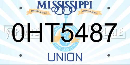 0HT5487 Mississippi License Plate