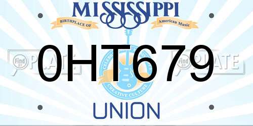 0HT679 Mississippi License Plate