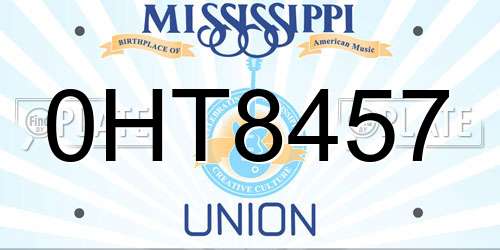 0HT8457 Mississippi License Plate