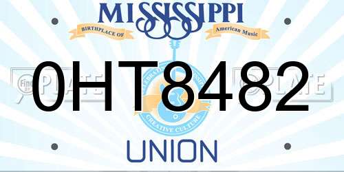 0HT8482 Mississippi License Plate
