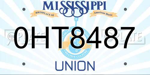 0HT8487 Mississippi License Plate