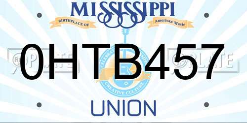 0HTB457 Mississippi License Plate