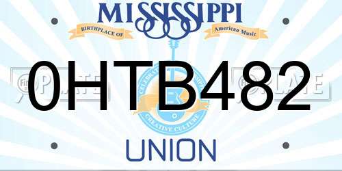 0HTB482 Mississippi License Plate