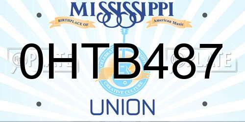 0HTB487 Mississippi License Plate