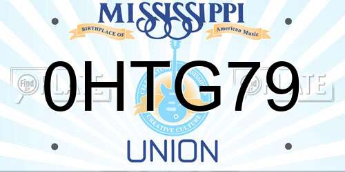 0HTG79 Mississippi License Plate