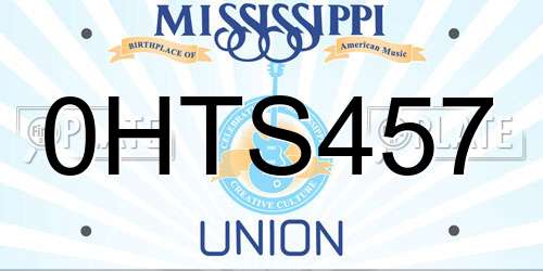0HTS457 Mississippi License Plate