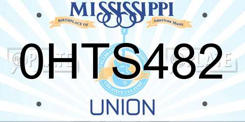 0HTS482 Mississippi License Plate