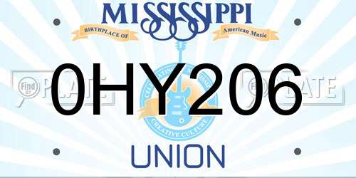 0HY206 Mississippi License Plate