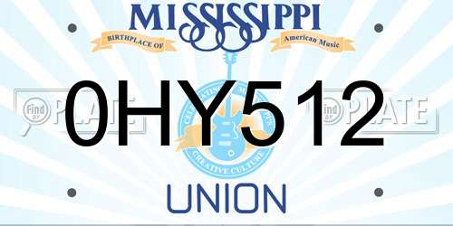 0HY512 Mississippi License Plate