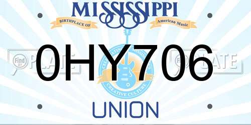 0HY706 Mississippi License Plate