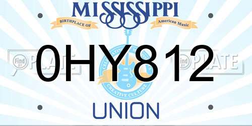 0HY812 Mississippi License Plate