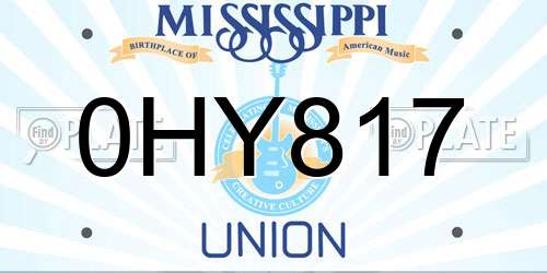 0HY817 Mississippi License Plate