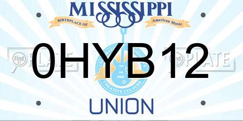 0HYB12 Mississippi License Plate