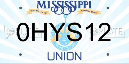 0HYS12 Mississippi License Plate