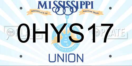 0HYS17 Mississippi License Plate