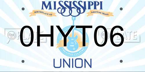 0HYT06 Mississippi License Plate