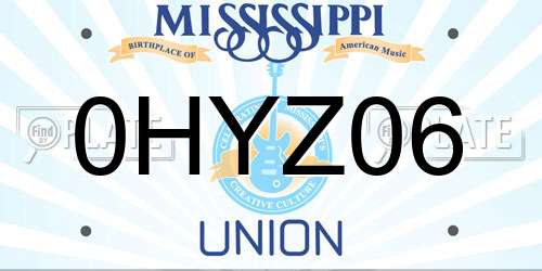 0HYZ06 Mississippi License Plate