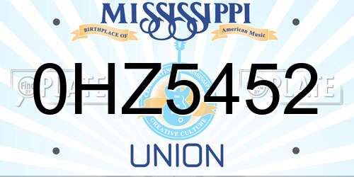 0HZ5452 Mississippi License Plate