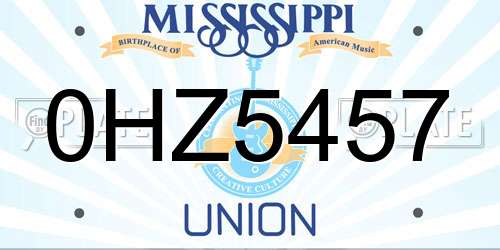 0HZ5457 Mississippi License Plate