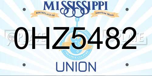 0HZ5482 Mississippi License Plate