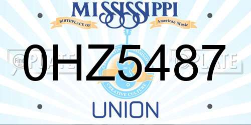 0HZ5487 Mississippi License Plate