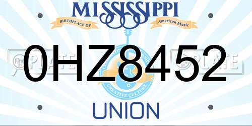 0HZ8452 Mississippi License Plate