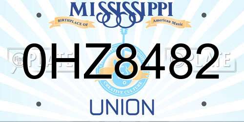 0HZ8482 Mississippi License Plate