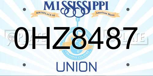 0HZ8487 Mississippi License Plate