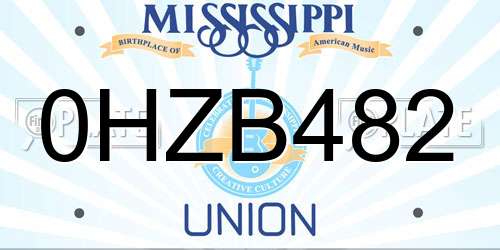 0HZB482 Mississippi License Plate