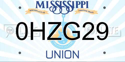 0HZG29 Mississippi License Plate