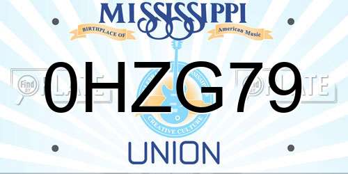 0HZG79 Mississippi License Plate