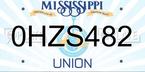 0HZS482 Mississippi License Plate