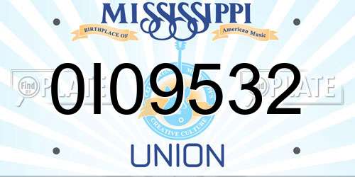0I09532 Mississippi License Plate