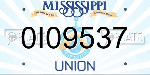 0I09537 Mississippi License Plate