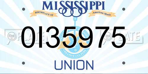 0I35975 Mississippi License Plate
