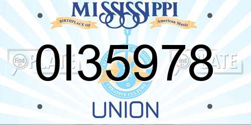 0I35978 Mississippi License Plate