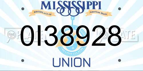 0I38928 Mississippi License Plate