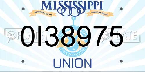 0I38975 Mississippi License Plate