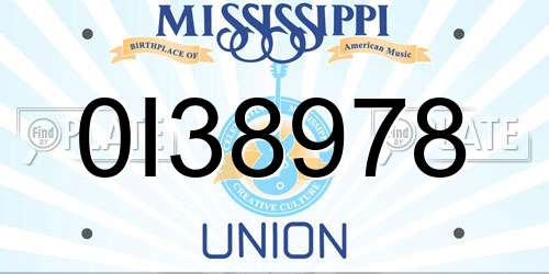 0I38978 Mississippi License Plate