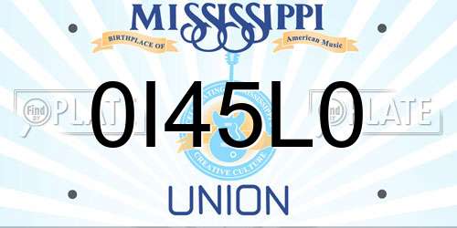 0I45L0 Mississippi License Plate
