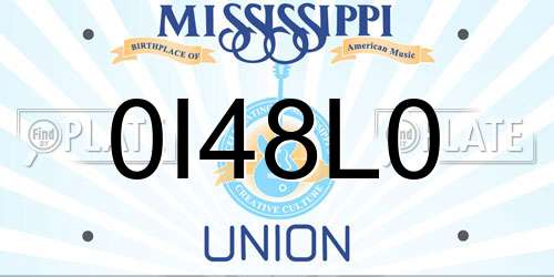 0I48L0 Mississippi License Plate