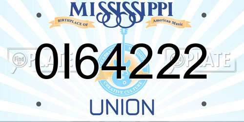 0I64222 Mississippi License Plate